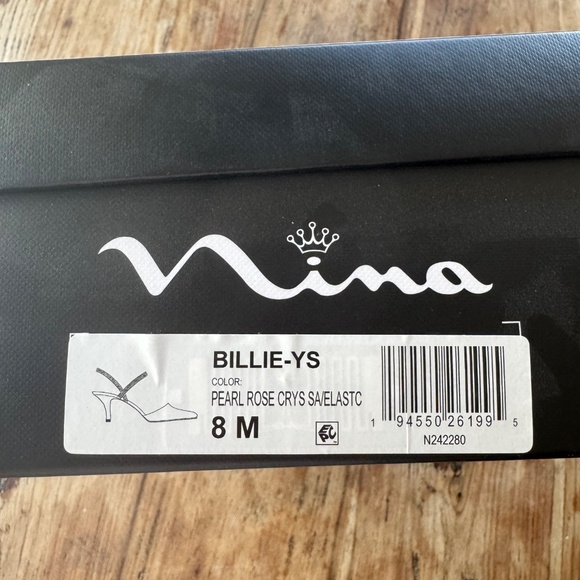 Nina pearl rose satin slingback pumps with crystal straps Sz 8 with box - Picture 2 of 13